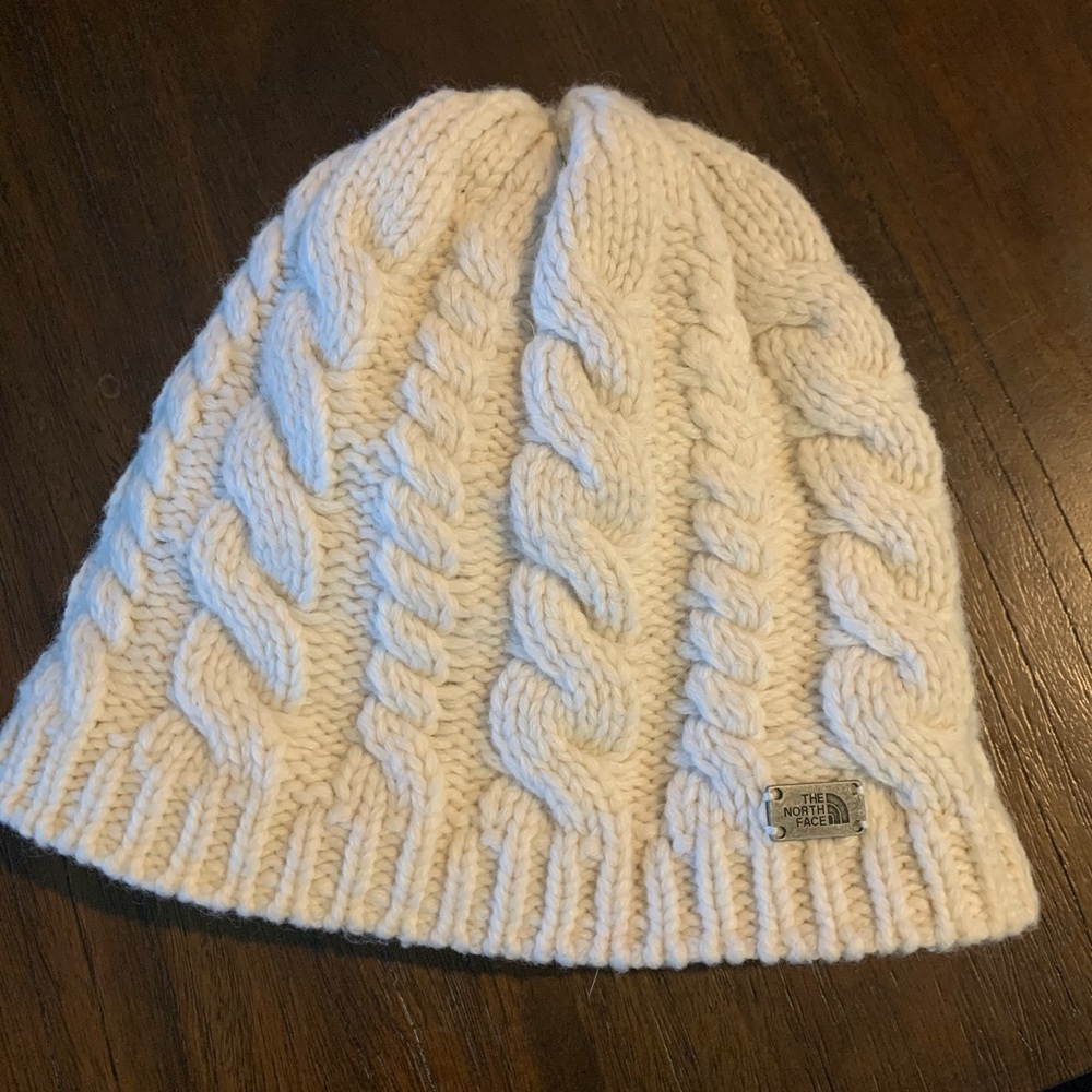 White The North Face knitted hat